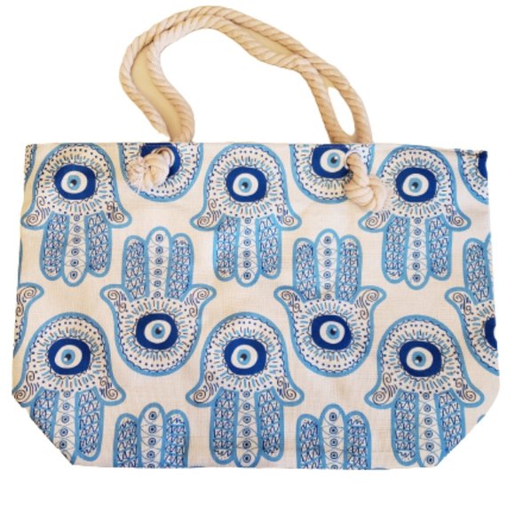 Handbags - Evil Eye Canvas Beach Bag Tote